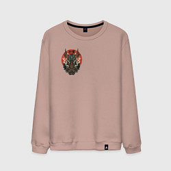 Свитшот хлопковый мужской Демон маски Они, цвет: пыльно-розовый