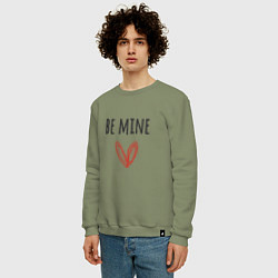 Свитшот хлопковый мужской Be mine - doodle heart, цвет: авокадо — фото 2