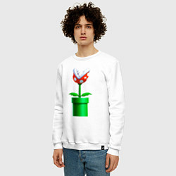 Свитшот хлопковый мужской Марио Растение Пиранья, цвет: белый — фото 2