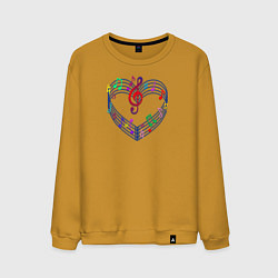 Мужской свитшот Цветные ноты и скрипичный ключ