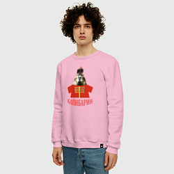 Свитшот хлопковый мужской Капибара в русском стиле барина, цвет: светло-розовый — фото 2