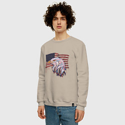 Свитшот хлопковый мужской American eagle, цвет: миндальный — фото 2