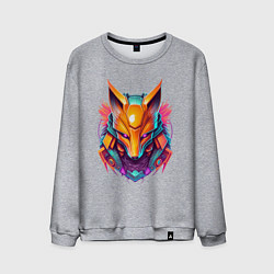 Свитшот хлопковый мужской Кибер лиса, цвет: меланж