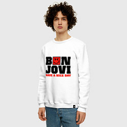 Свитшот хлопковый мужской Bon Jovi band, цвет: белый — фото 2