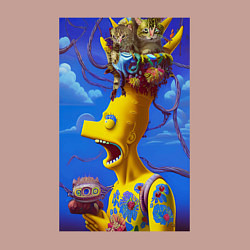 Свитшот хлопковый мужской Барт Симпсон и коты - нейросеть - art, цвет: пыльно-розовый — фото 2