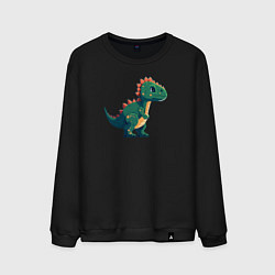 Свитшот хлопковый мужской Динозаврик пиксельный, цвет: черный