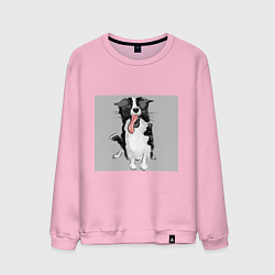 Свитшот хлопковый мужской Уставший пёс, цвет: светло-розовый
