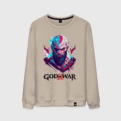 Свитшот хлопковый мужской God of War, Kratos, цвет: миндальный