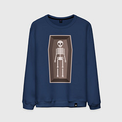 Свитшот хлопковый мужской Скелет в объёмном гробу, цвет: тёмно-синий