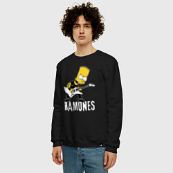 Свитшот хлопковый мужской Ramones Барт Симпсон рокер, цвет: черный — фото 2