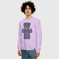 Свитшот хлопковый мужской Крутой плюшевый медведь, цвет: лаванда — фото 2