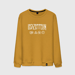 Свитшот хлопковый мужской Led Zeppelin символы, цвет: горчичный