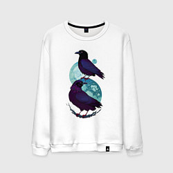 Свитшот хлопковый мужской Фиолетовые вороны, цвет: белый