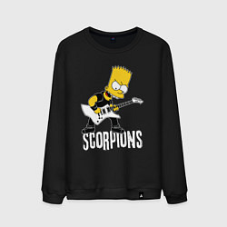 Свитшот хлопковый мужской Scorpions Барт Симпсон рокер, цвет: черный