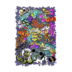 Свитшот хлопковый мужской Стрит арт с инопланетянином и мороженым, цвет: белый — фото 2