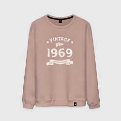 Свитшот хлопковый мужской Винтаж 1969 ограниченный выпуск, цвет: пыльно-розовый