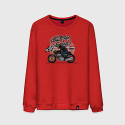 Свитшот хлопковый мужской Мотогонки мотоциклист, цвет: красный