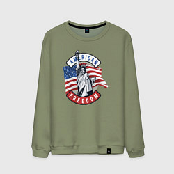 Свитшот хлопковый мужской American freedom, цвет: авокадо
