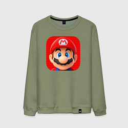 Свитшот хлопковый мужской Марио лого, цвет: авокадо