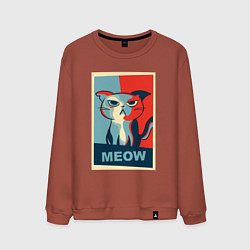 Свитшот хлопковый мужской Meow obey, цвет: кирпичный