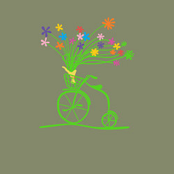 Свитшот хлопковый мужской Винтажный велик с цветочками, цвет: авокадо — фото 2