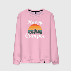 Свитшот хлопковый мужской Happy camper, цвет: светло-розовый