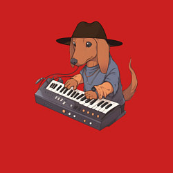 Свитшот хлопковый мужской Аниме Такса с синтезатором, цвет: красный — фото 2