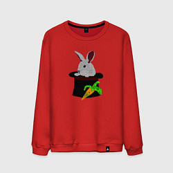 Свитшот хлопковый мужской Кролик с морковкой в цилиндре, цвет: красный