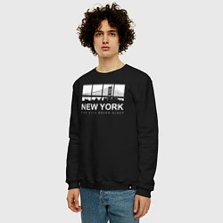 Свитшот хлопковый мужской Нью-Йорк Сити, цвет: черный — фото 2