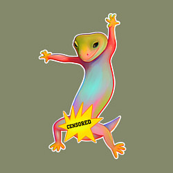 Свитшот хлопковый мужской Веселая ящерица цензура, цвет: авокадо — фото 2