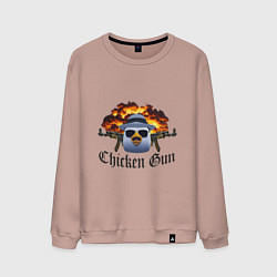 Свитшот хлопковый мужской Chicken gun game, цвет: пыльно-розовый
