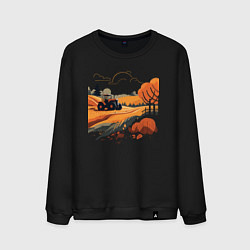 Свитшот хлопковый мужской Farming Simulator - Осень, цвет: черный