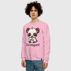 Свитшот хлопковый мужской Go vegan - motto, цвет: светло-розовый — фото 2