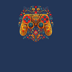 Свитшот хлопковый мужской Славянский геймпад - хохлома, цвет: тёмно-синий — фото 2