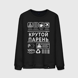 Свитшот хлопковый мужской Крутой парень, цвет: черный