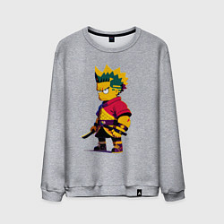 Свитшот хлопковый мужской Bart Simpson samurai - neural network, цвет: меланж