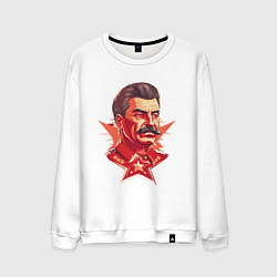Свитшот хлопковый мужской Граффити Сталин, цвет: белый