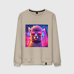Мужской свитшот Лама в ярких лучах неона