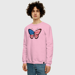 Свитшот хлопковый мужской США бабочка, цвет: светло-розовый — фото 2