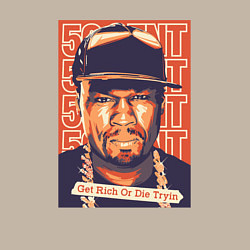Свитшот хлопковый мужской 50 Cent get rich, цвет: миндальный — фото 2