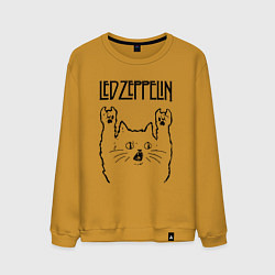 Свитшот хлопковый мужской Led Zeppelin - rock cat, цвет: горчичный