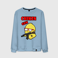Свитшот хлопковый мужской Chicken machine gun, цвет: мягкое небо