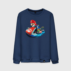 Свитшот хлопковый мужской Марио на машине, цвет: тёмно-синий
