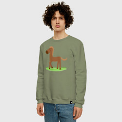 Свитшот хлопковый мужской Забавная коняшка, цвет: авокадо — фото 2