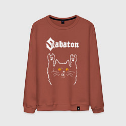 Свитшот хлопковый мужской Sabaton rock cat, цвет: кирпичный