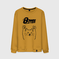 Свитшот хлопковый мужской David Bowie - rock cat, цвет: горчичный