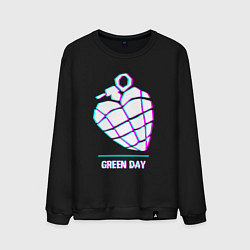 Свитшот хлопковый мужской Green Day glitch rock, цвет: черный