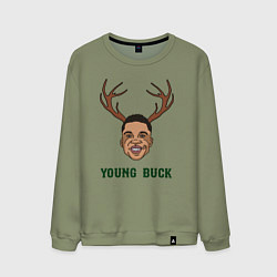 Свитшот хлопковый мужской Young buck, цвет: авокадо