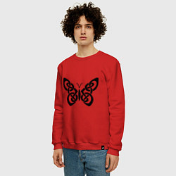 Свитшот хлопковый мужской Бабочка из кельтского узора, цвет: красный — фото 2