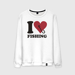 Свитшот хлопковый мужской I love fishing, цвет: белый